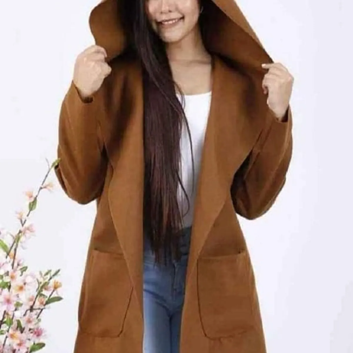 GENERICO - Chaqueta Larga Casual Con Capucha Y Bolsillos