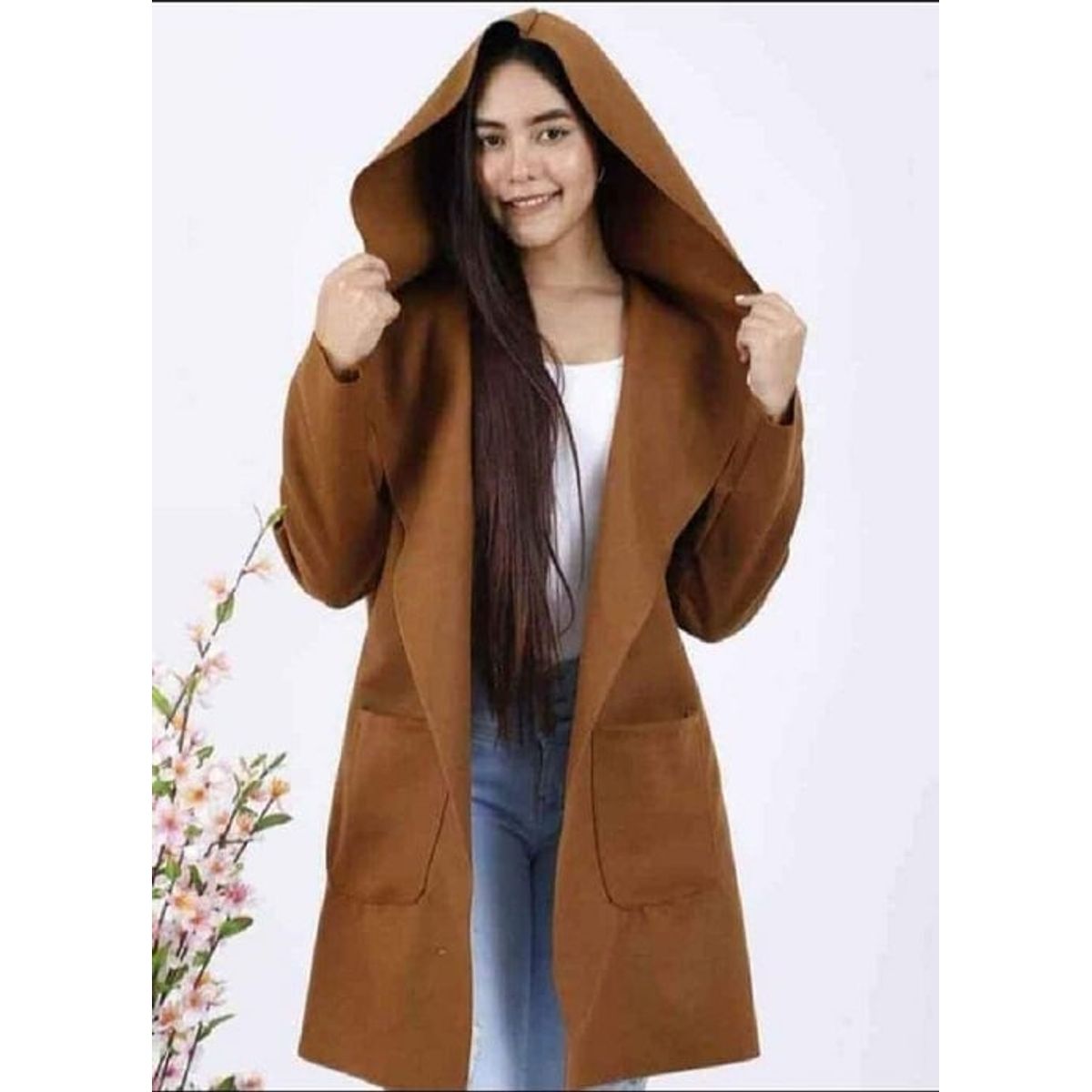 GENERICO - Chaqueta Larga Casual Con Capucha Y Bolsillos