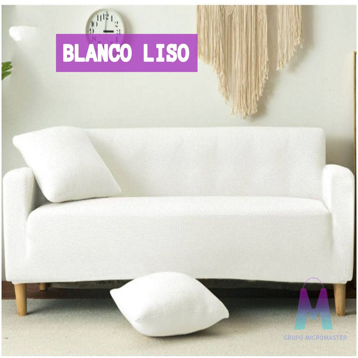 GENERICO - Funda de sillones Set spandex 3-2-1 BLANCO LISO
