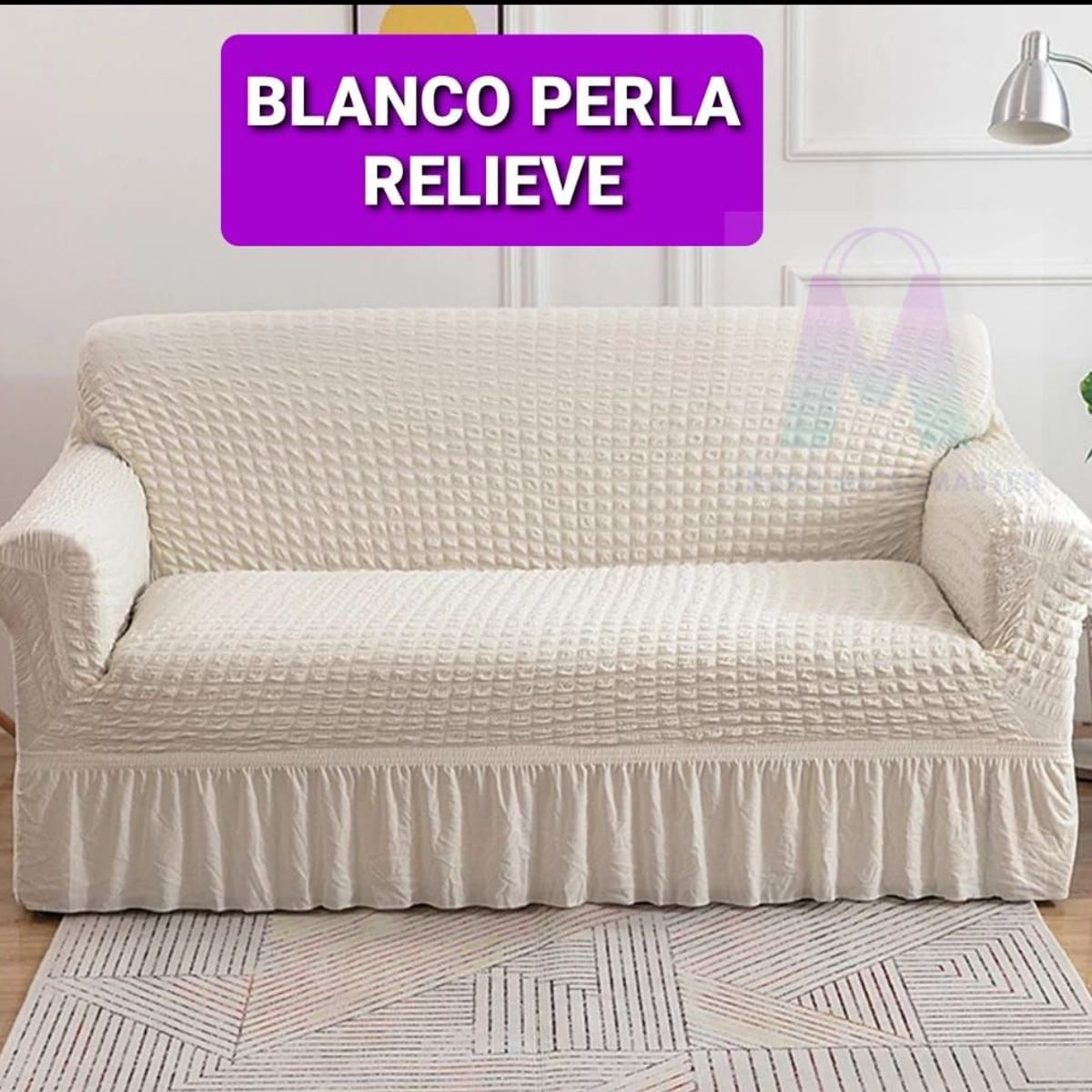 GENERICO - Set Forros Spandex 3-2-1 Blanco Perla Relieve