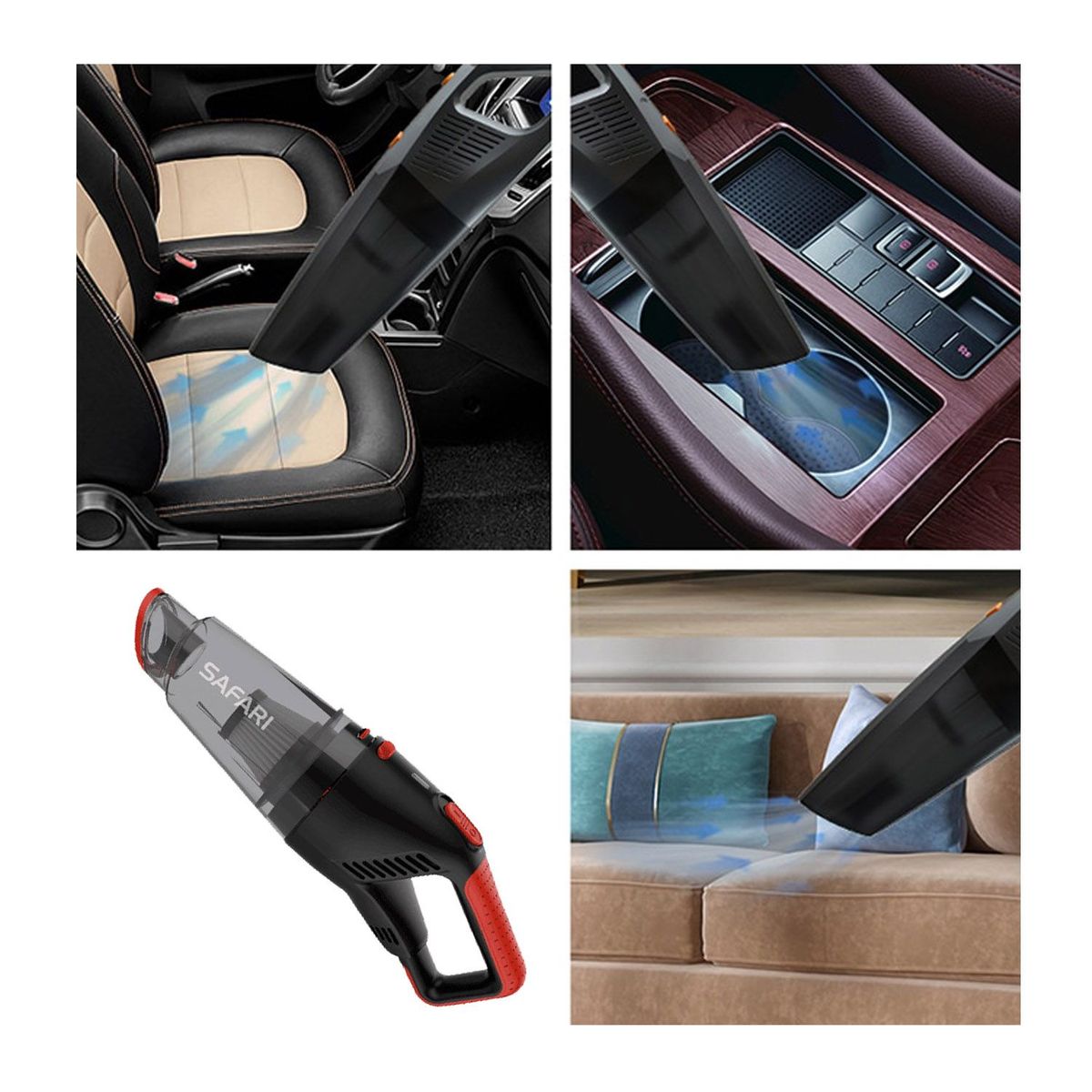 SAFARI - ASPIRADORA CONEXIÃ“N CIGARRERA CARRO LIMPIEZA AUTO 90W