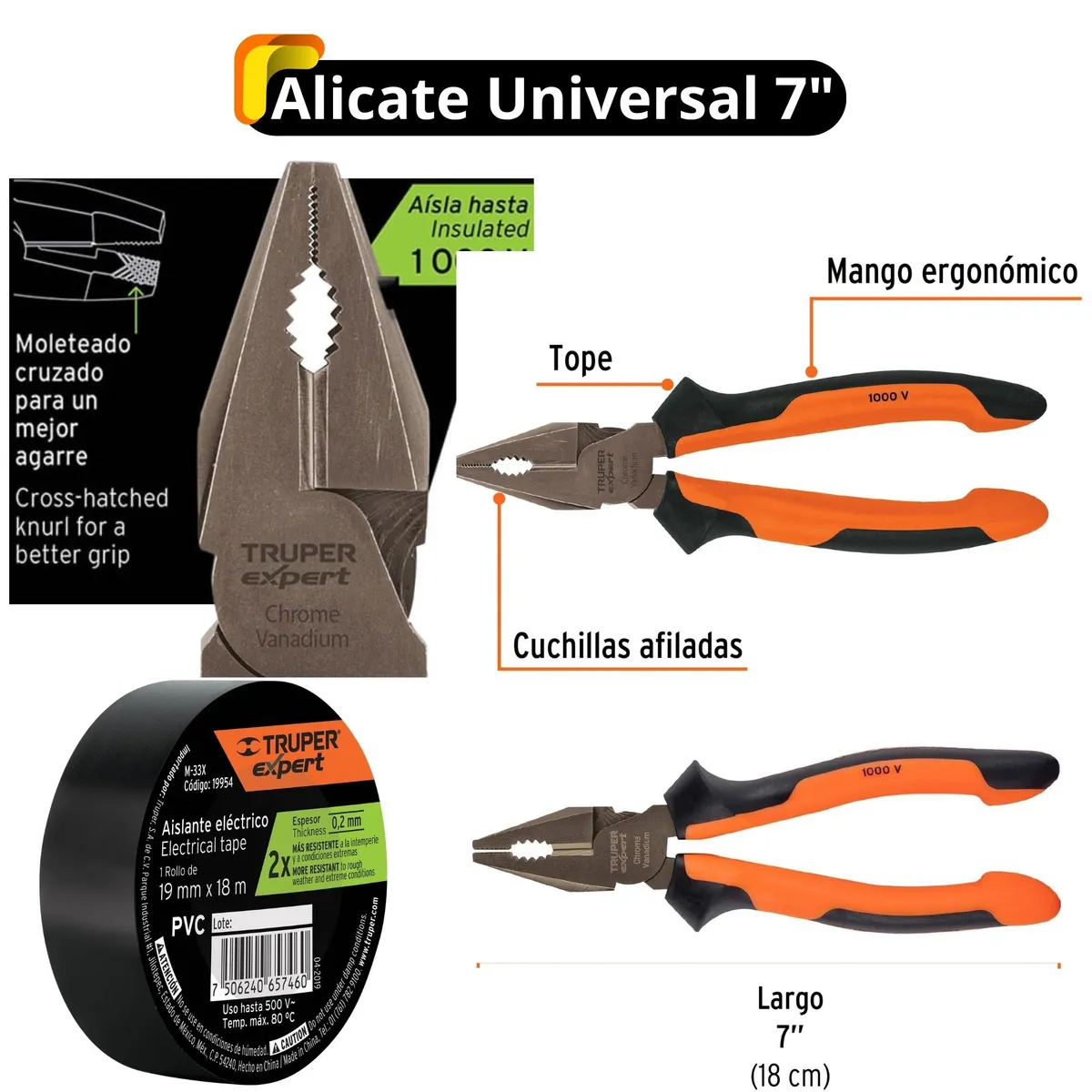 TRUPER - KIT Alicates dieléctricos, 6 desarmadores 1000V probador de fase,