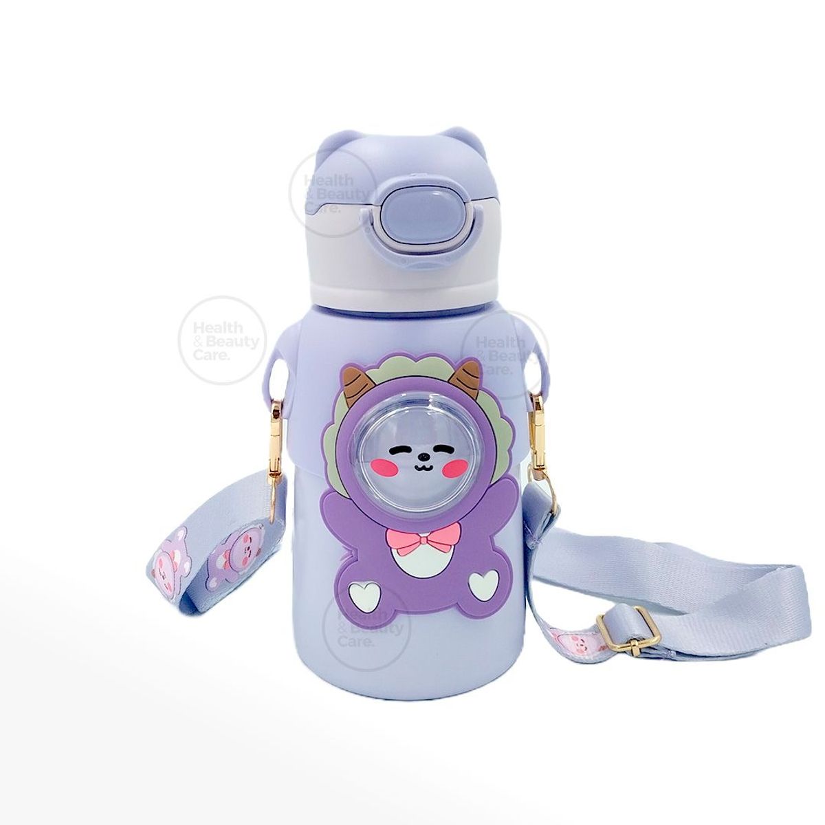 GENERICO - TERMO KAWAI 3D DE ANIMALITOS CON CORREA SIN BPA 520 ML - LILA