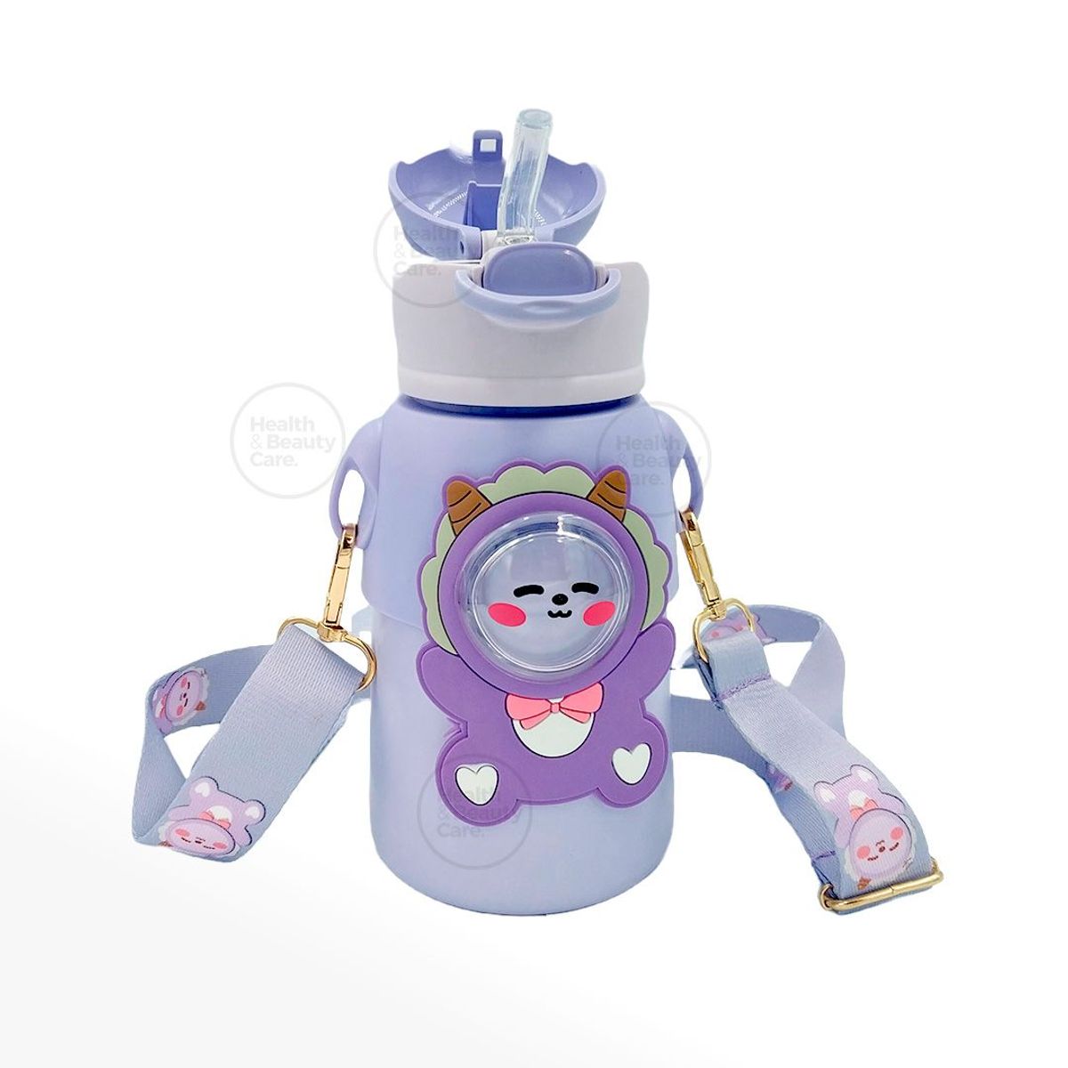 GENERICO - TERMO KAWAI 3D DE ANIMALITOS CON CORREA SIN BPA 520 ML - LILA
