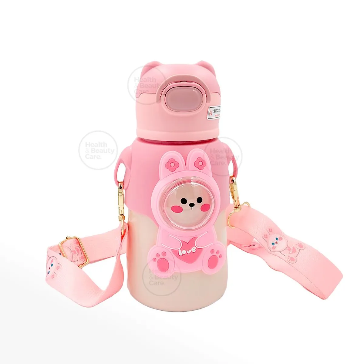 GENERICO - TERMO KAWAI 3D DE ANIMALITOS CON CORREA SIN BPA 520 ML - ROSADO