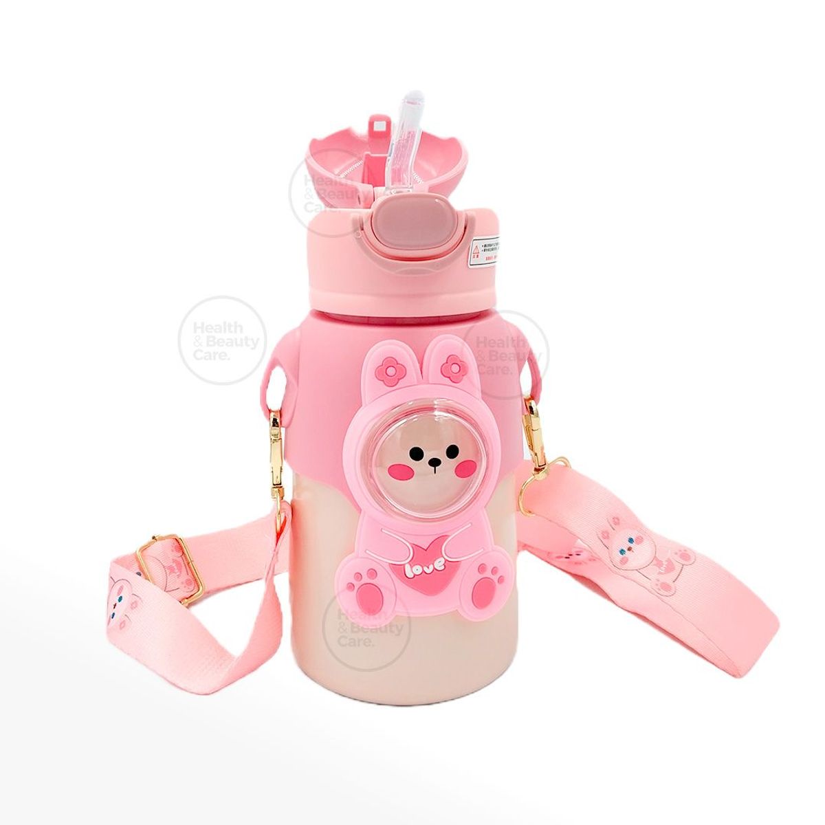 GENERICO - TERMO KAWAI 3D DE ANIMALITOS CON CORREA SIN BPA 520 ML - ROSADO