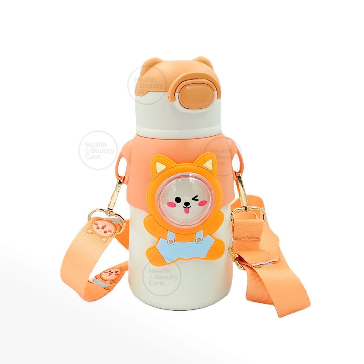 GENERICO - TERMO KAWAI 3D DE ANIMALITOS CON CORREA SIN BPA 520 ML - NARANJA