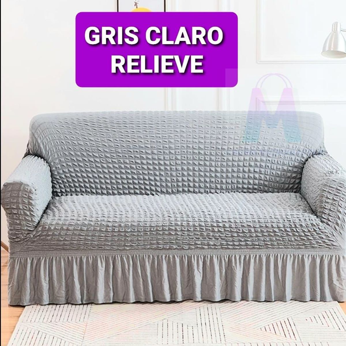 GENERICO - Set Forros Spandex 3-2-1 Gris Claro Relieve