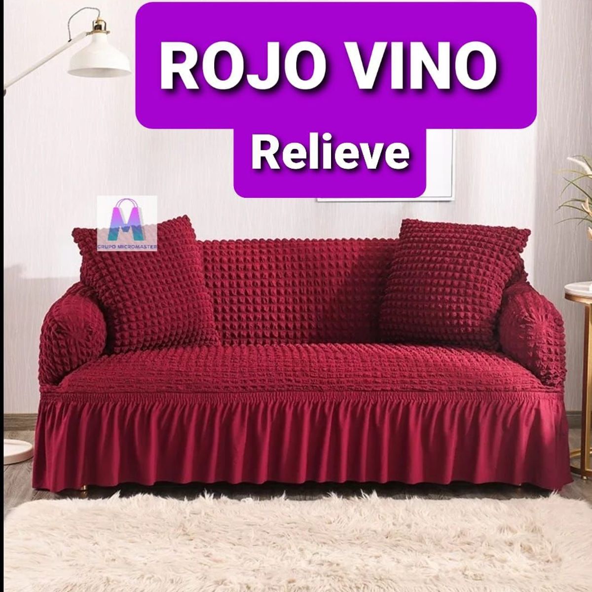 GENERICO - Set Forros Spandex 3-2-1 Rojo Vino Relieve