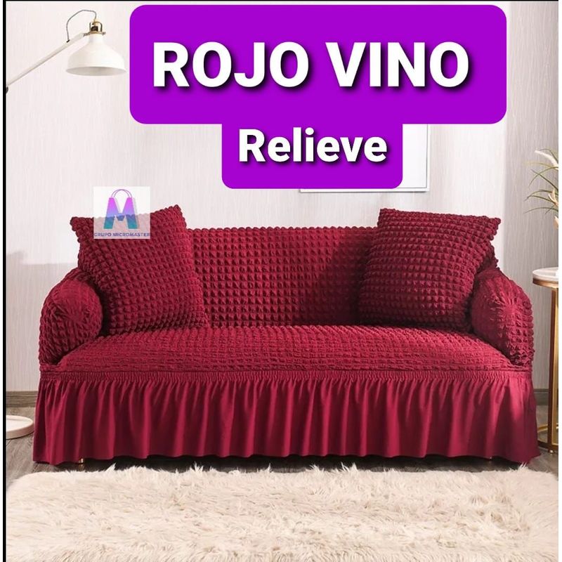 GENERICO - Set Forros Spandex 3-2-1 Rojo Vino Relieve