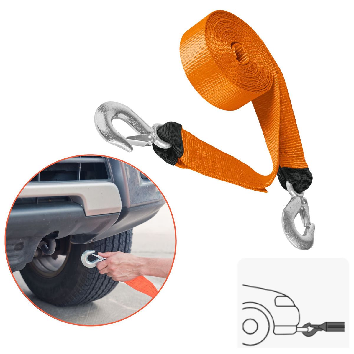 TRUPER - kit correa de remolque extintor 1kg triangulo de seguridad