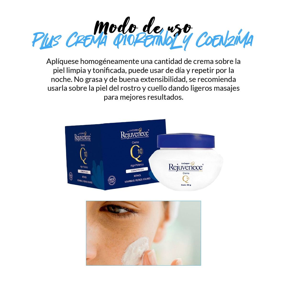 GENERICO - Rejuvenece Plus Crema Q10 Retinol y Coenzima 50g  Jabón Glutathione Aclara-T