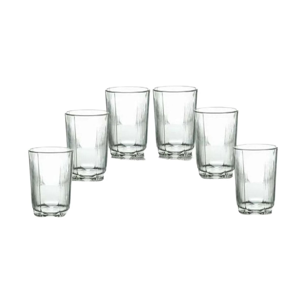 INSPIRA - Set de 6 Vasos de Vidrio Diseño Labrado