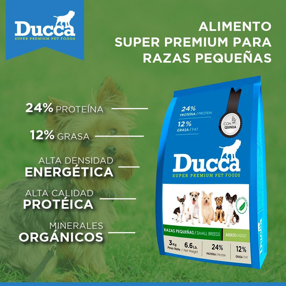 DUCCA - Alimento Ducca Perro Adulto Super Premium Raza Pequeña 3Kg