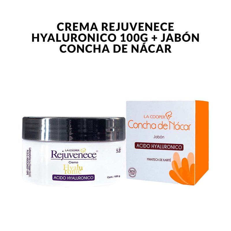 GENERICO - Crema Rejuvenece Hyaluronico  - 100g  Jabón Concha de Nácar