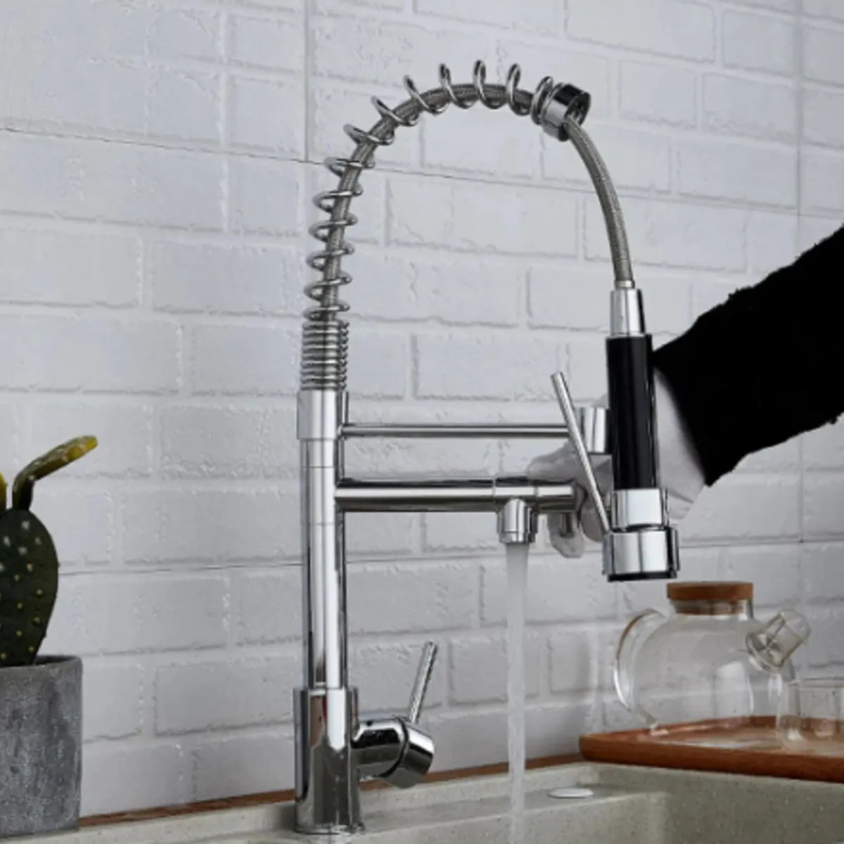 GREEN HOUSE - Griferia mezcladora monocomando doble salida de agua