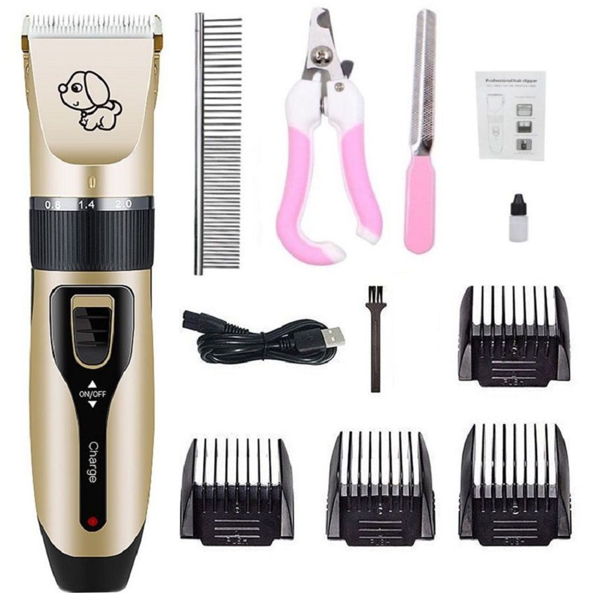 GENERICO - Kit Máquina Cortadora de Pelo para Mascota Inalámbrica