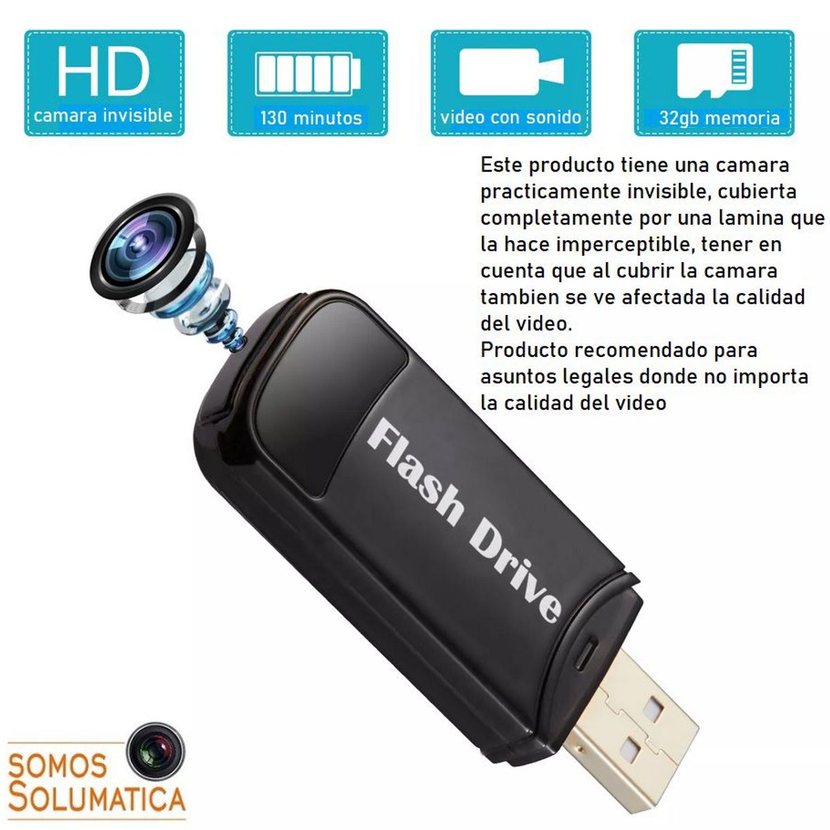 OEM - Cámara Memoria Usb Espía 32gb - Solumatica - Videos Cámara Invisible