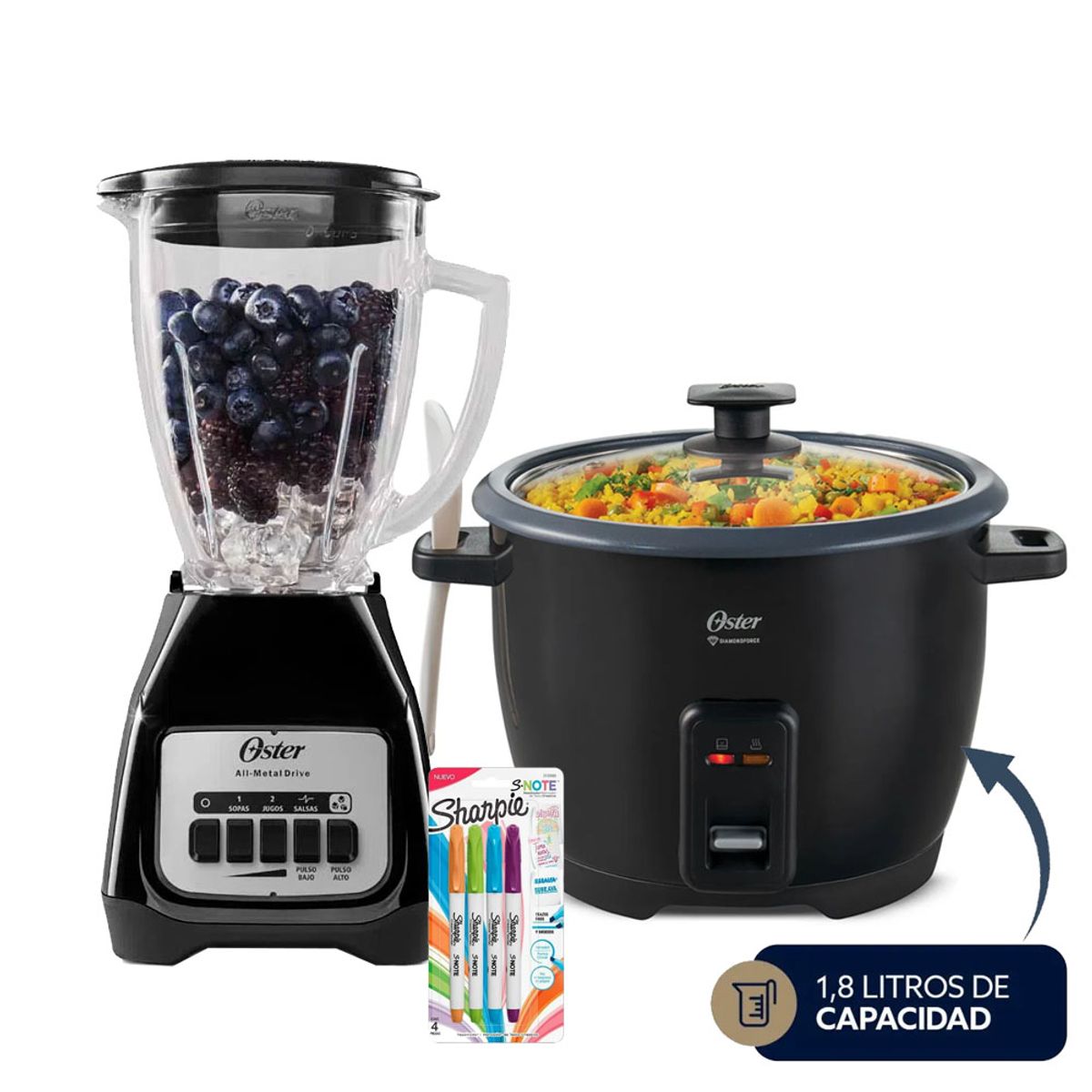 OSTER - Combo Licuadora Oster Olla arrocera Oster Negra
