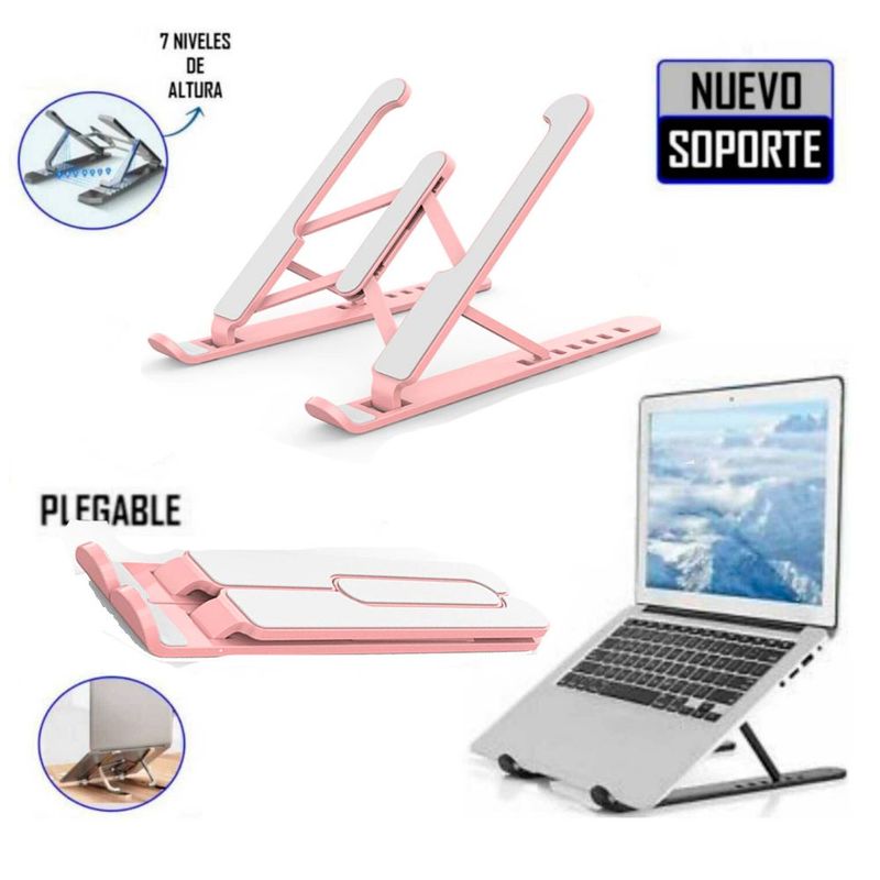 GENERICO - Soporte Laptop  Plegable 7 Niveles Altura Rosado