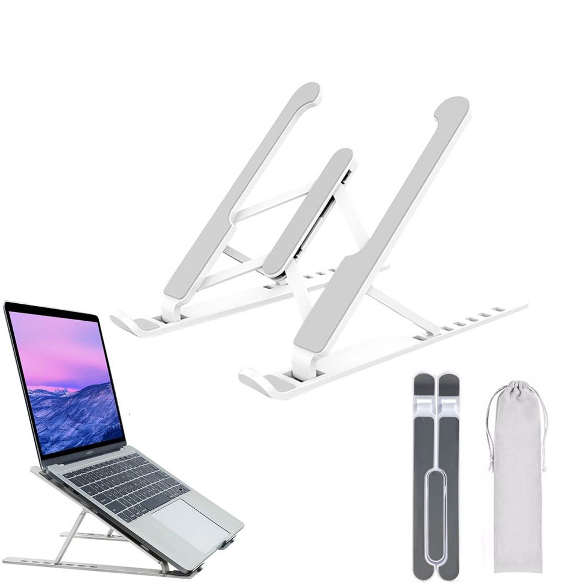 GENERICO - Soporte Base Laptop Notebook Plegable Antideslizante Premium - Blanco