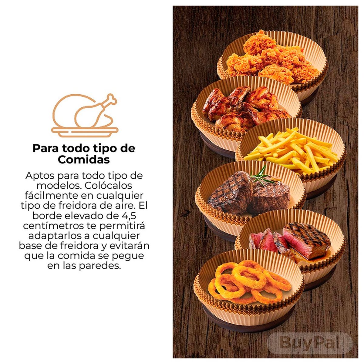 BUYPAL - Pack Ahorro 2 Papel Freidora Frituras Hornear Desechable