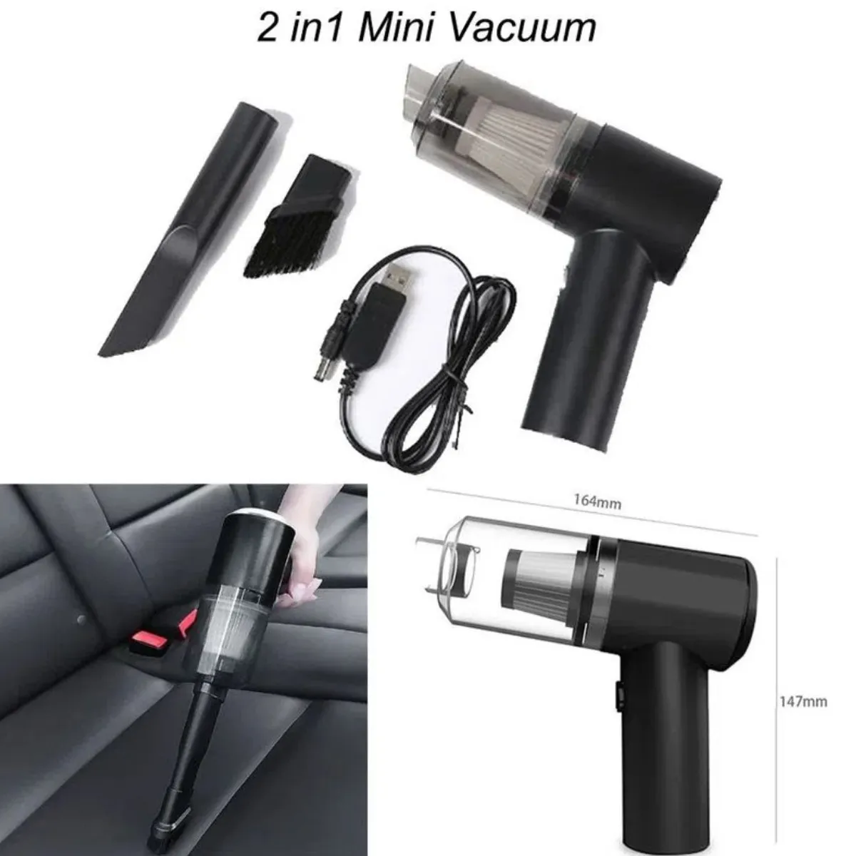 OEM - Mini Aspiradora 2 en 1 Recargable para Hogar y Auto