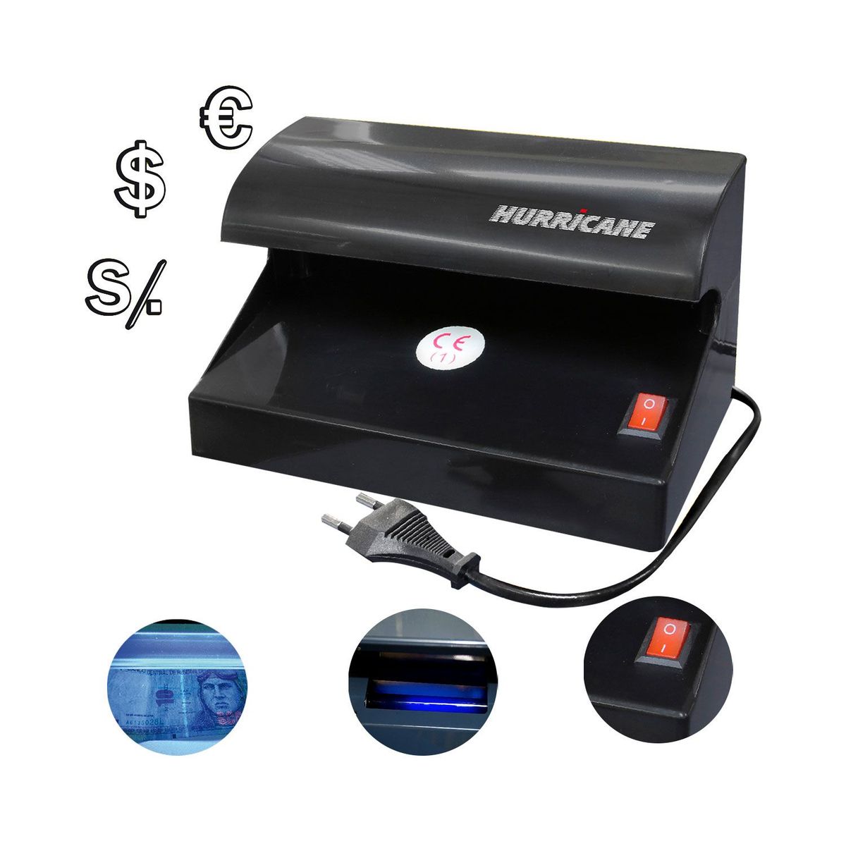 HURRICANE - Detector De Billetes Falsos Luz UV HR-117 HURRICANE