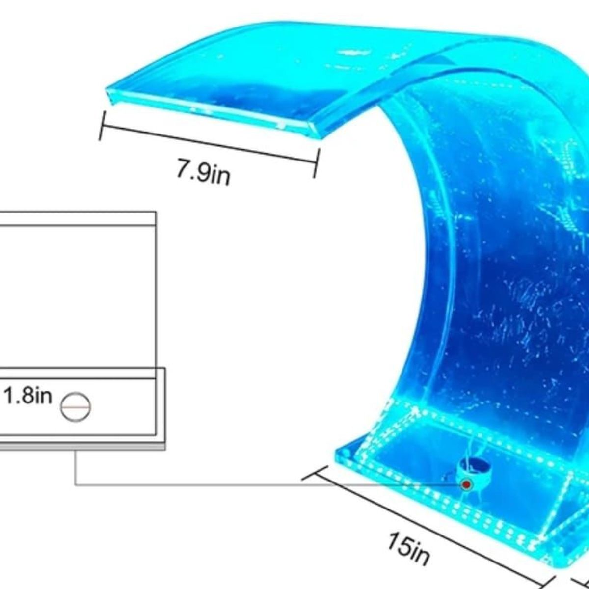 GENERICO - Cascadas de Acrílico para Piscinas RGB H60CM X 30CM