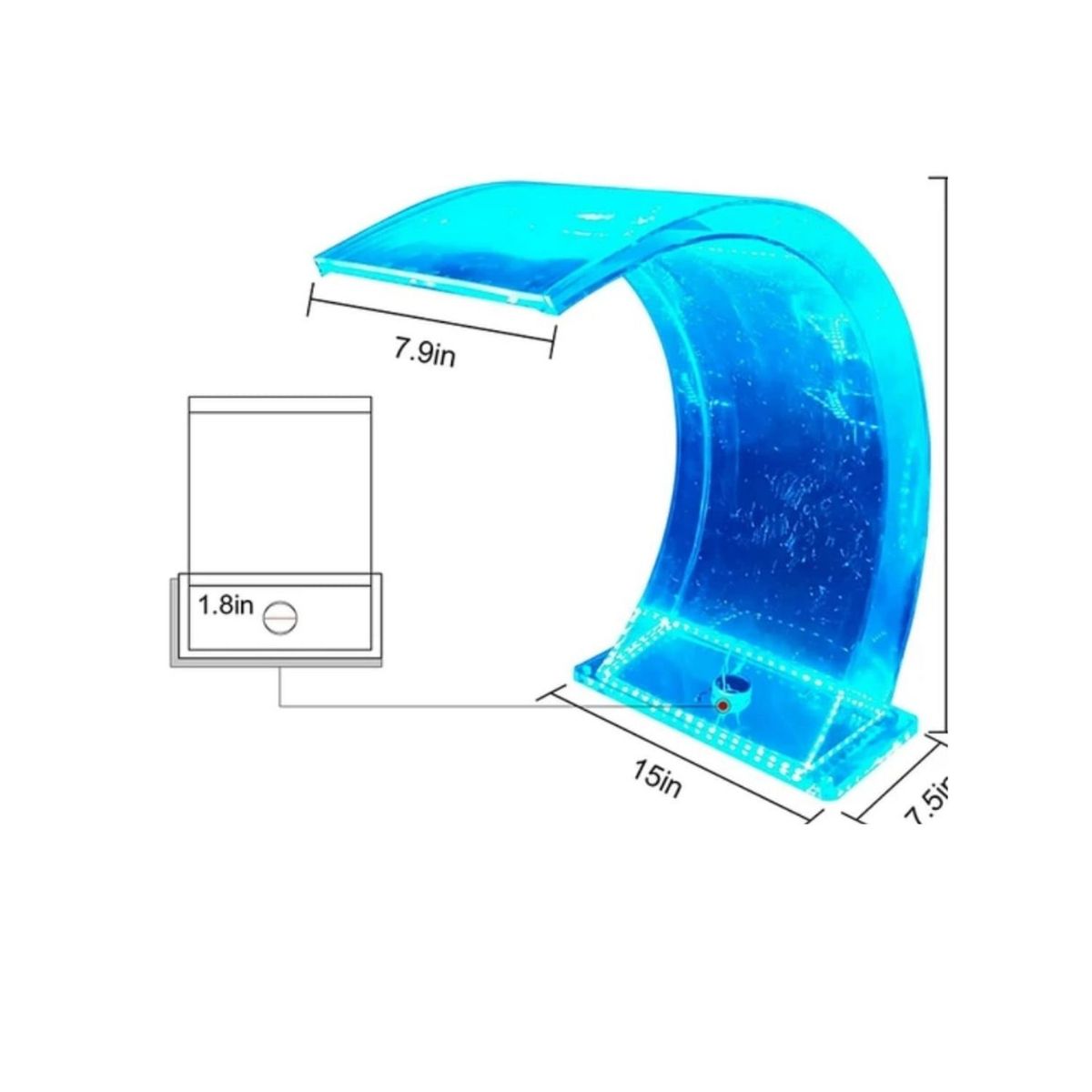 GENERICO - Cascadas de Acrílico para Piscinas RGB H60CM X 30CM