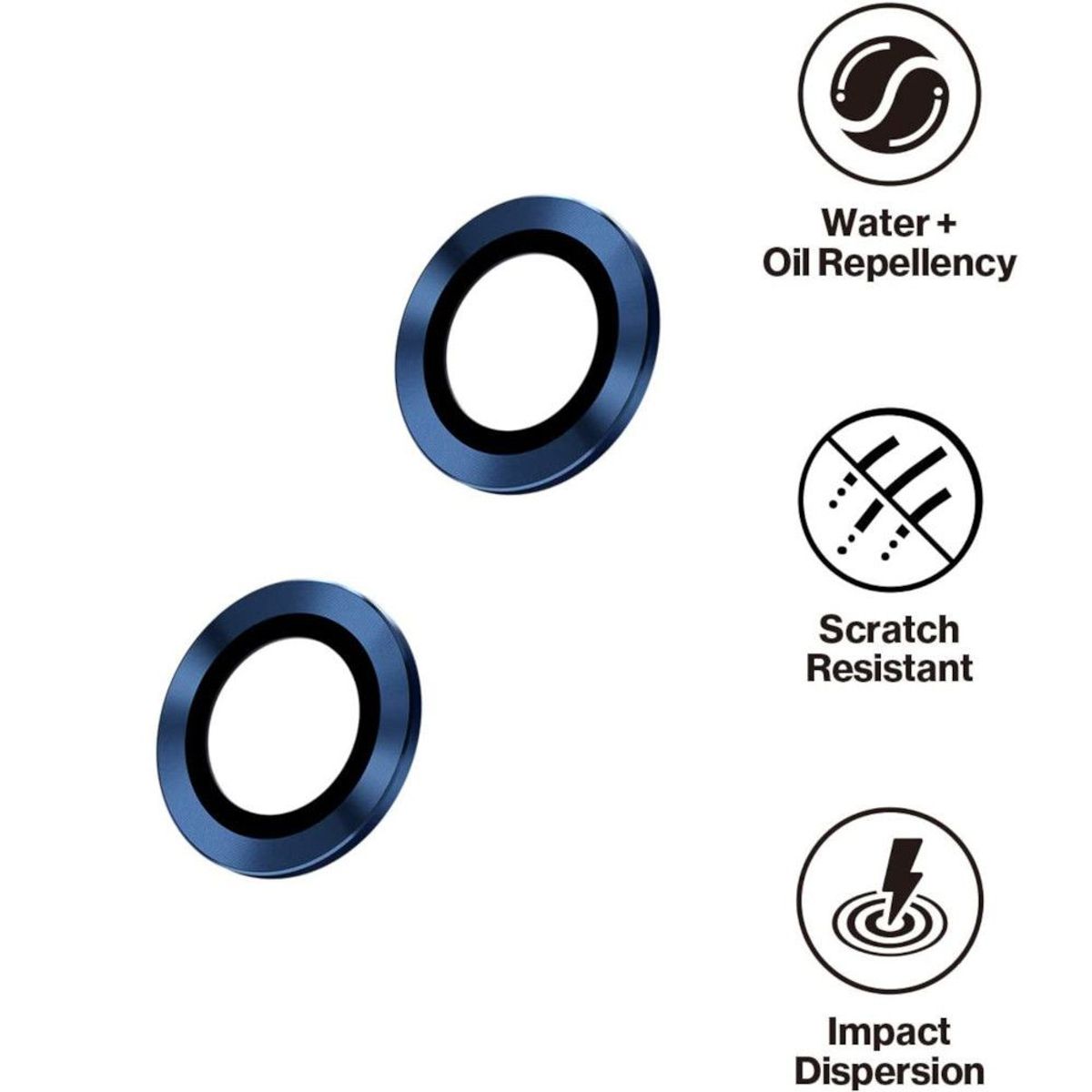 GENERICO - Protector de Cámara Metálico Compatible con iPhone 12-12 Mini Azul