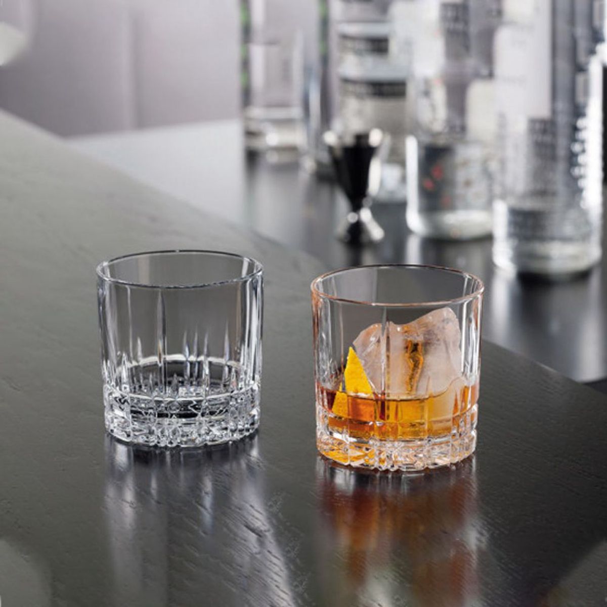 HYGGE - Set de 6 Vasos de Whisky de Vidrio Labrado 240ml