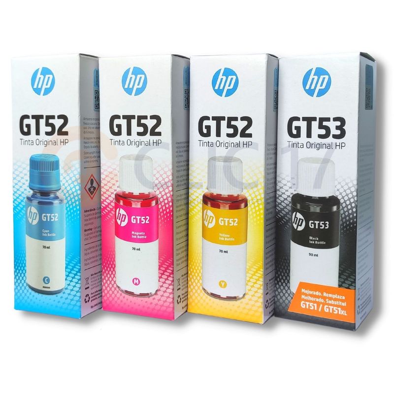 HP - Kit Tinta HP GT52 GT53 Cyan Magenta Amarillo Negro Pack