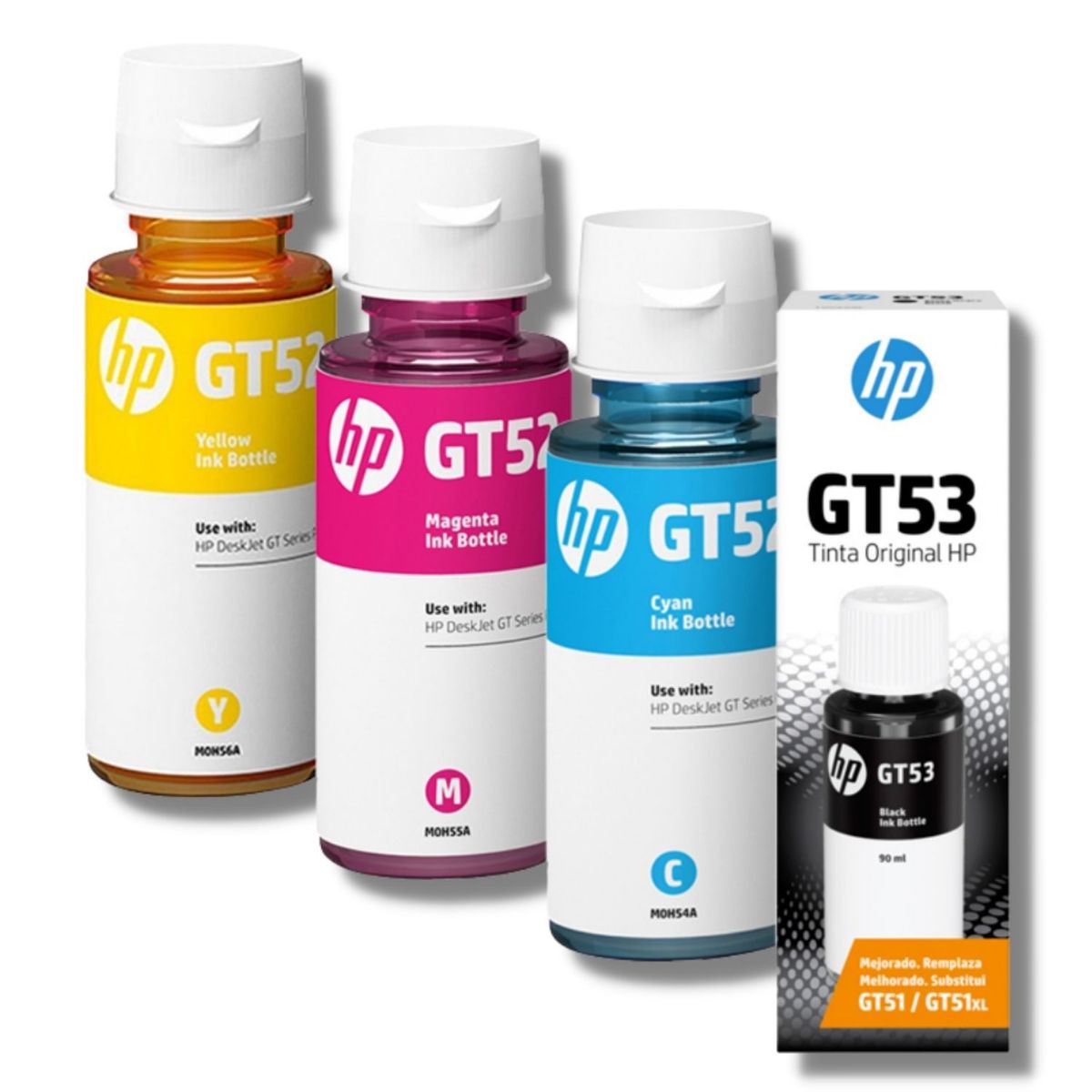 HP - Kit Tinta HP GT52 GT53 Cyan Magenta Amarillo Negro Pack