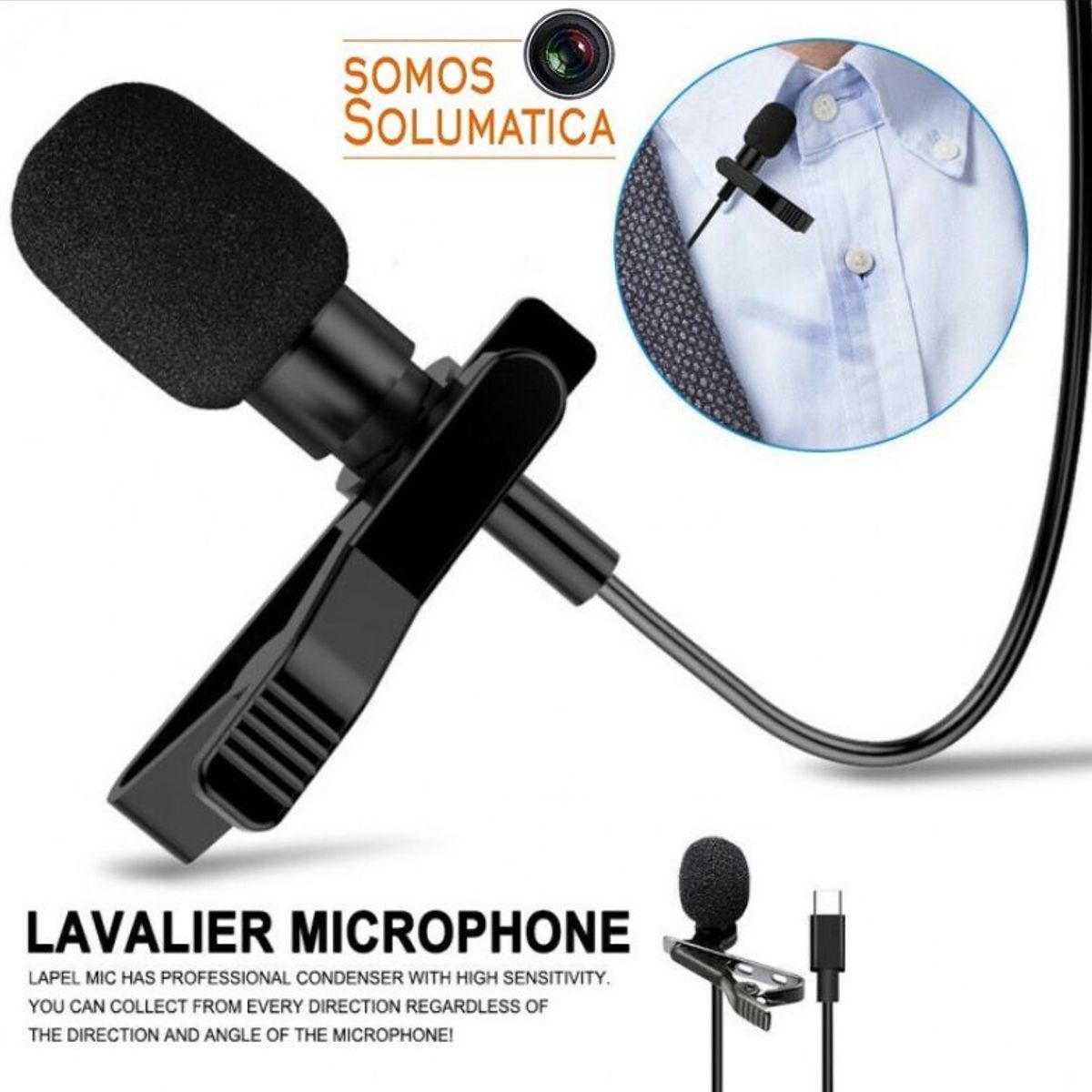 OEM - Micrófono Solapero Tipo C - Solumatica - Para Celulares y Tablets