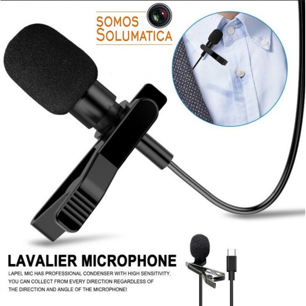 OEM - Micrófono Solapero Tipo C - Solumatica - Para Celulares y Tablets