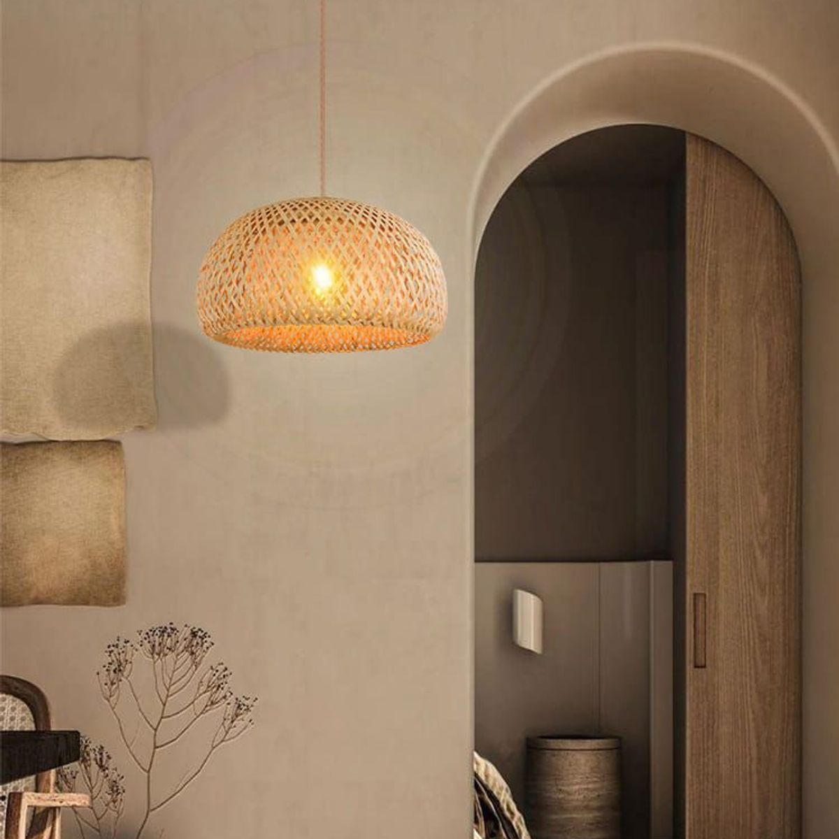 GENERICO - Lámpara colgante de bambú Natural