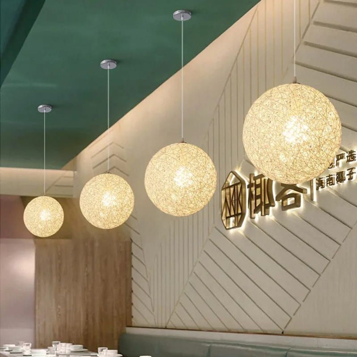 GENERICO - Lámpara colgante hilo de ratán en forma de bola Incluye foco