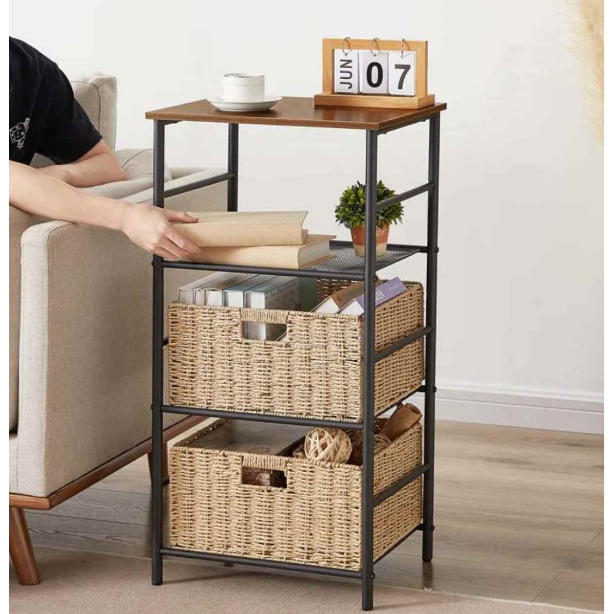 VENTITAS HOME - Velador Mesa Auxiliar Industrial Tatianna Ventitas Home Caramelo