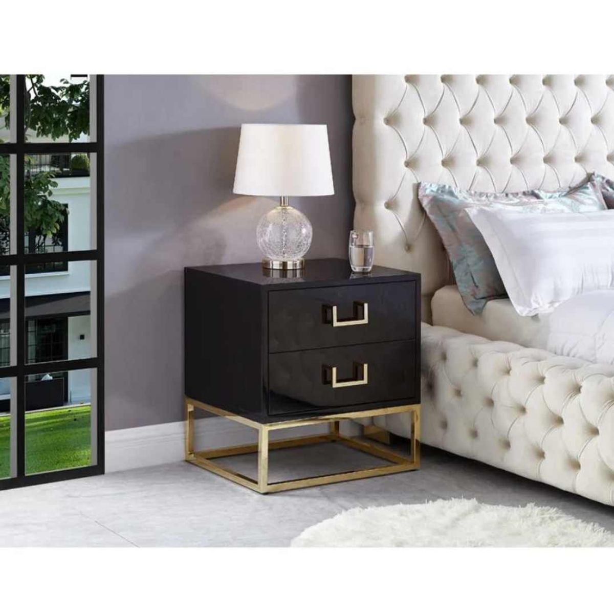 VENTITAS HOME - Velador Deluxe Denmark Ventitas Home Negro y Dorado