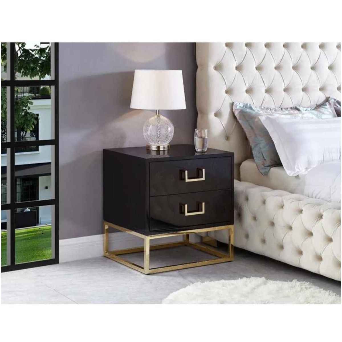 VENTITAS HOME - Velador Deluxe Denmark Ventitas Home Negro y Dorado