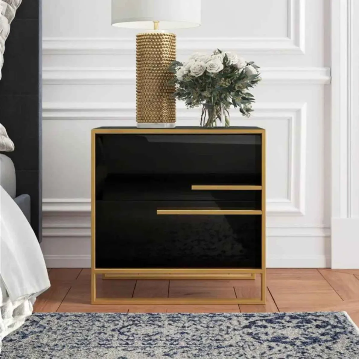 VENTITAS HOME - Velador Deluxe Colby Ventitas Home Negro y Dorado