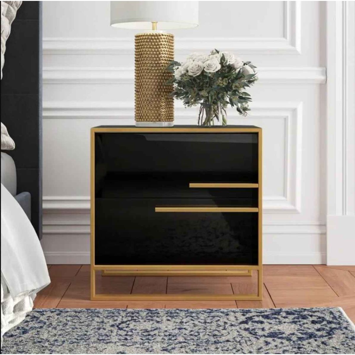 VENTITAS HOME - Velador Deluxe Colby Ventitas Home Negro y Dorado