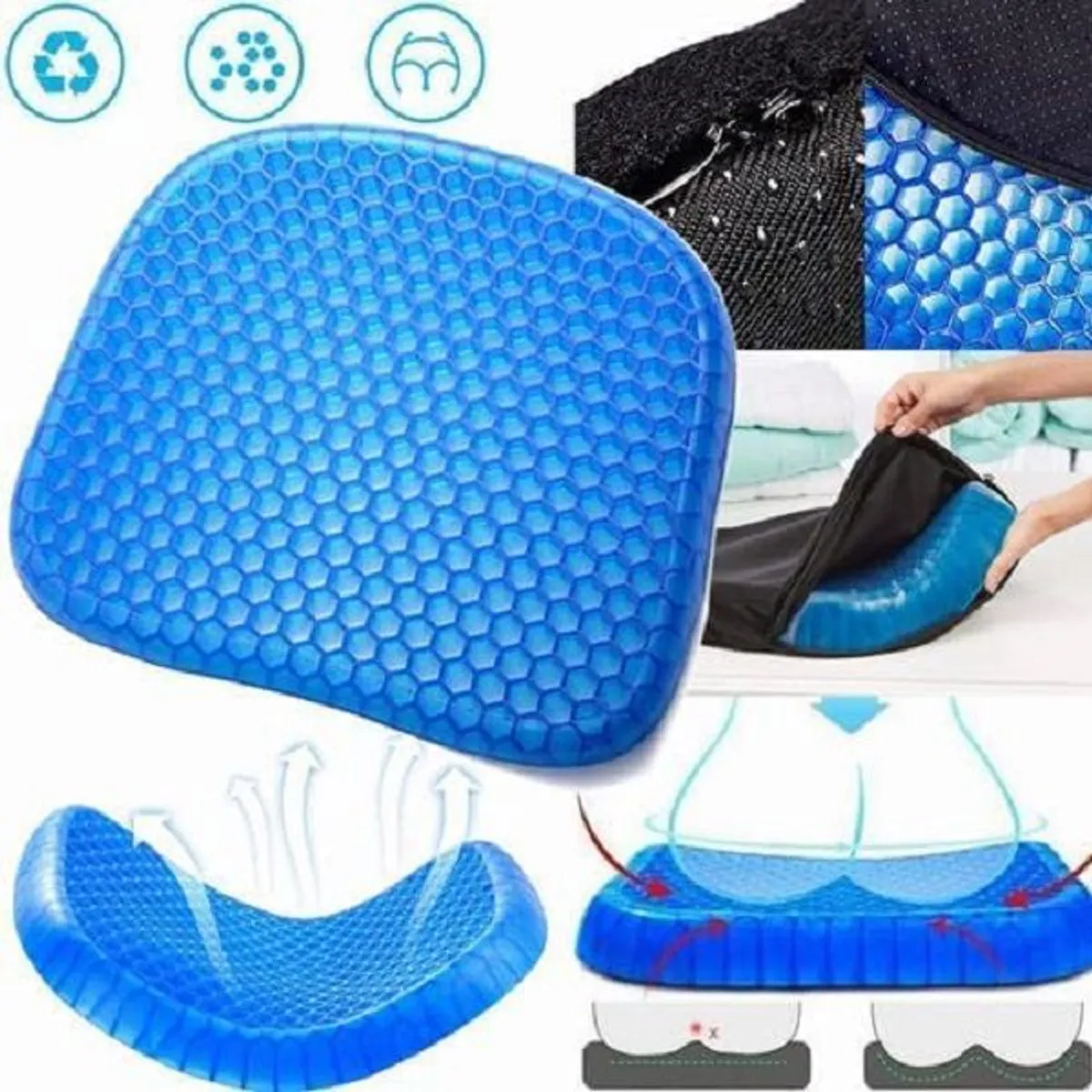 OEM - Cojín de Gel antideslizante para asiento de coche y oficina