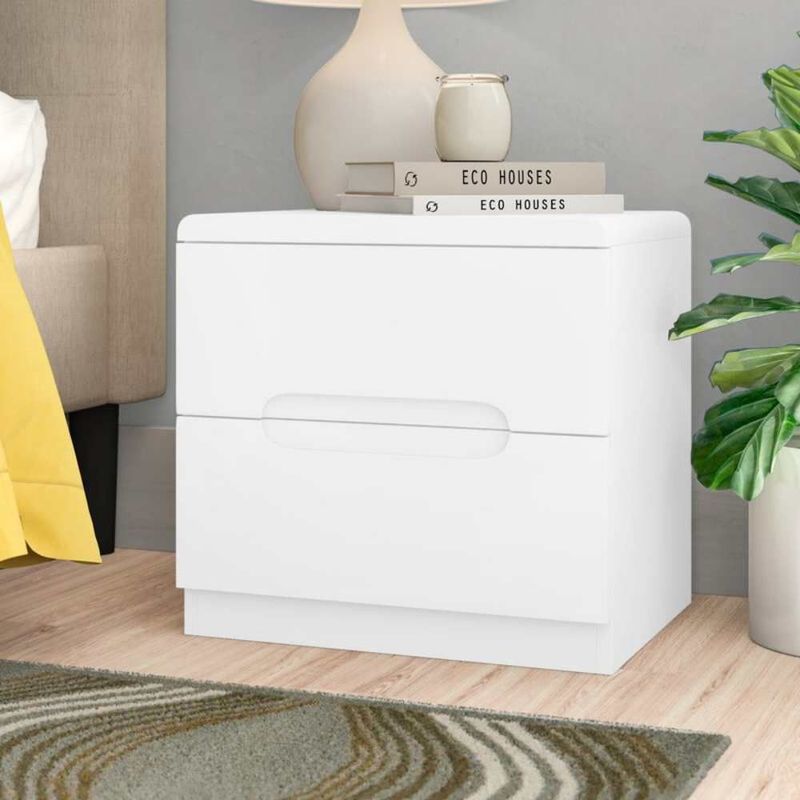 VENTITAS HOME - Velador Shannel 2 Cajones Ventitas Home Color Blanco