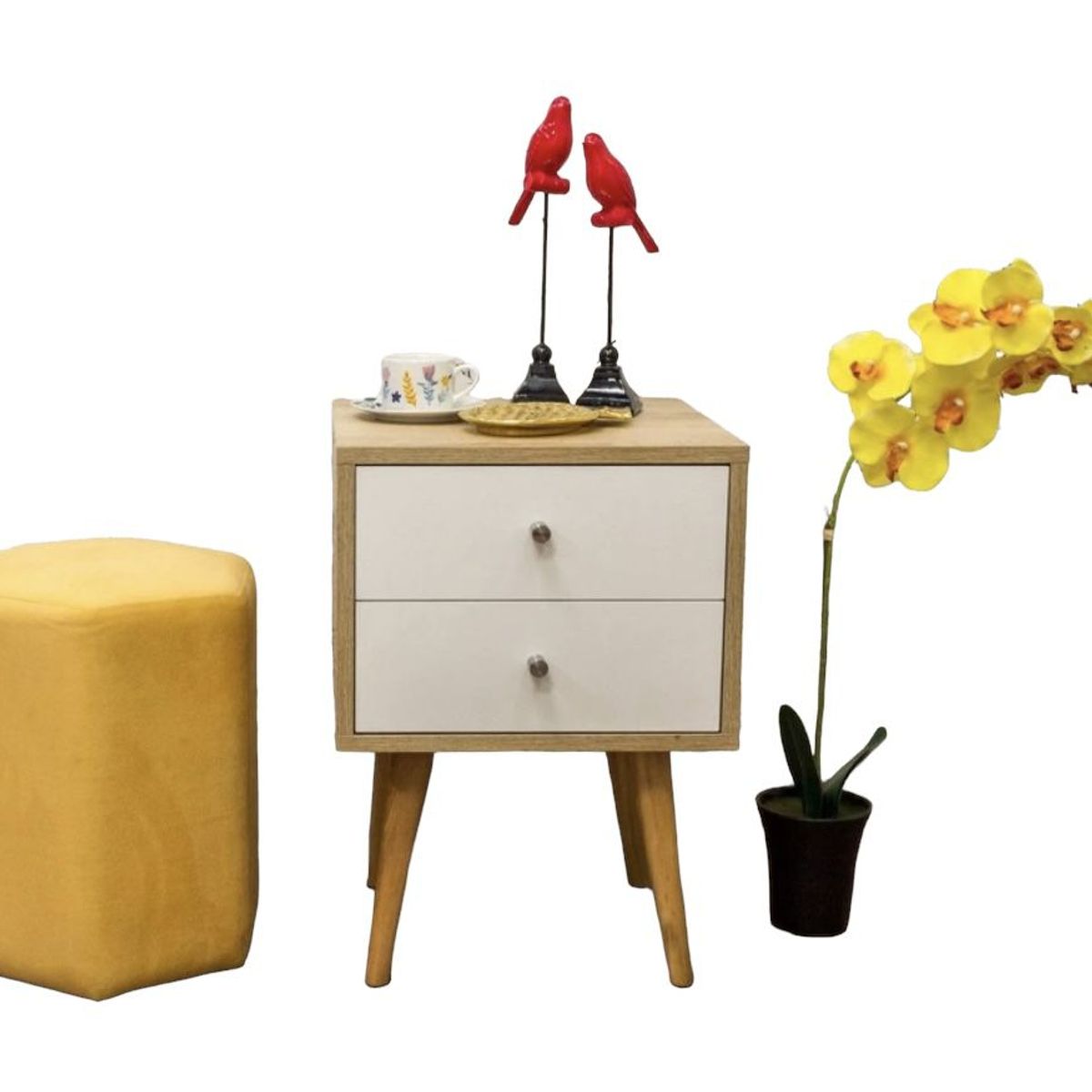 VENTITAS HOME - Velador Vintage 2 Cajones Ventitas Home Color Duna