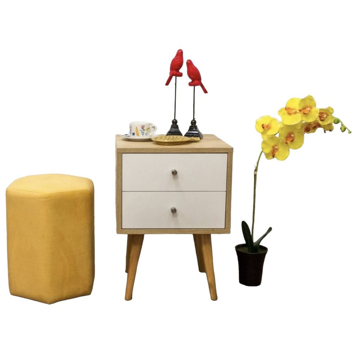 VENTITAS HOME - Velador Vintage 2 Cajones Ventitas Home Color Duna