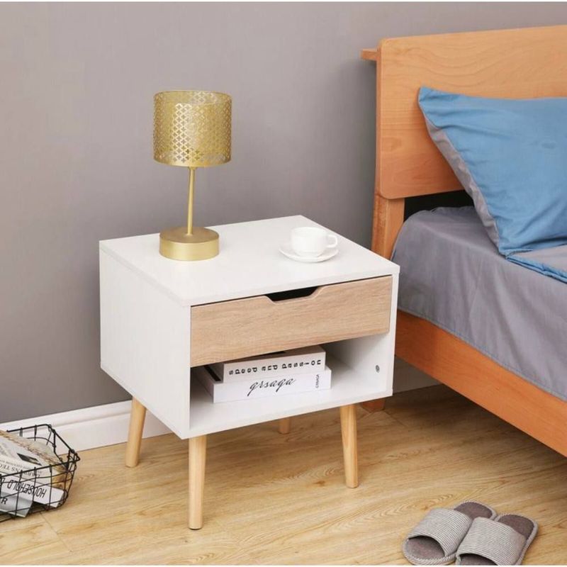 VENTITAS HOME - Velador Vintage Kylie 1 Cajón Ventitas Home Color Blanco y Duna