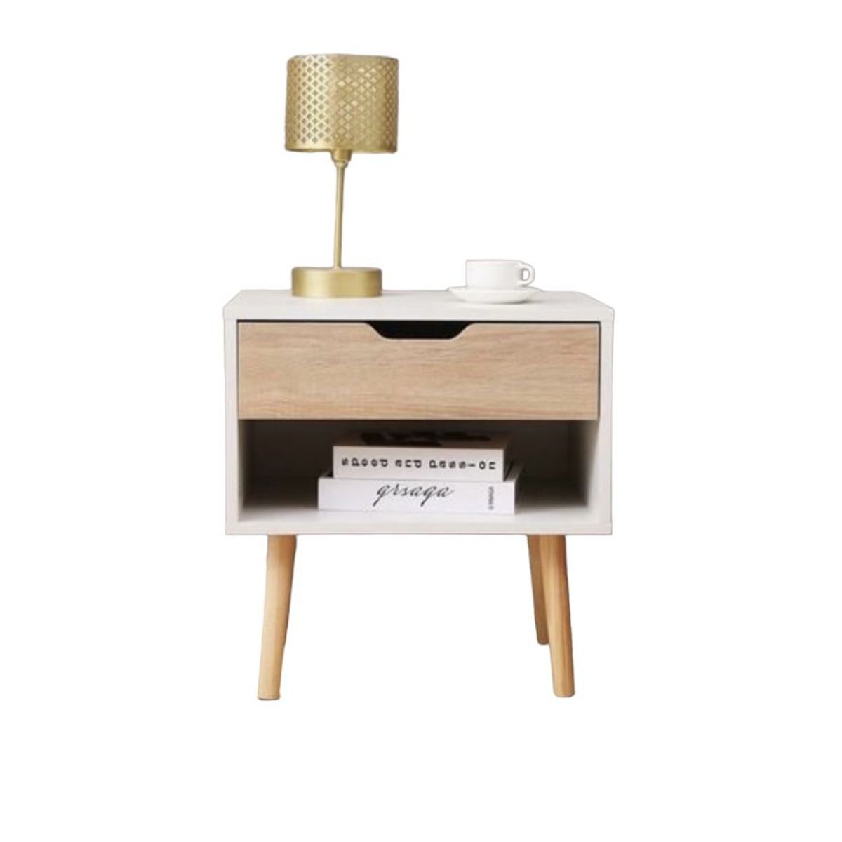 VENTITAS HOME - Velador Vintage Kylie 1 Cajón Ventitas Home Color Blanco y Duna