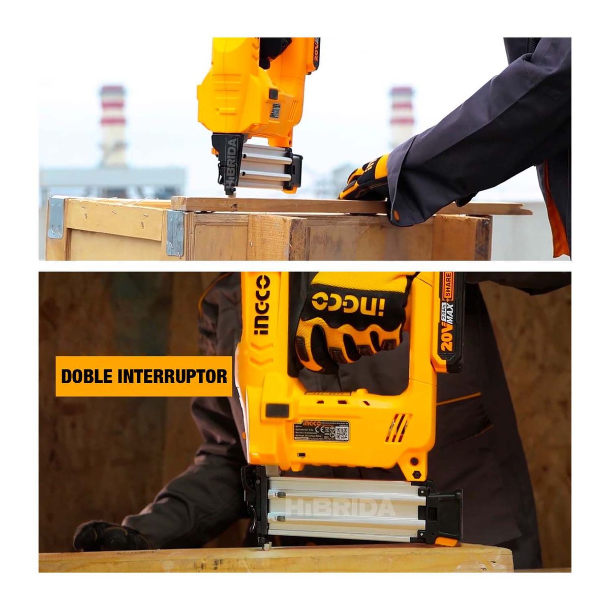 INGCO TOOLS - CLAVADORA INALÁMBRICA 20V BATERÍA Y CARGADOR INGCO LITIO CARPINTERÍA